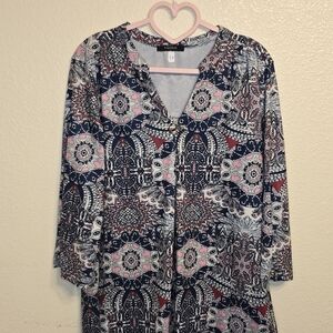 Torrid Navy and Pink Patterned Blouse
